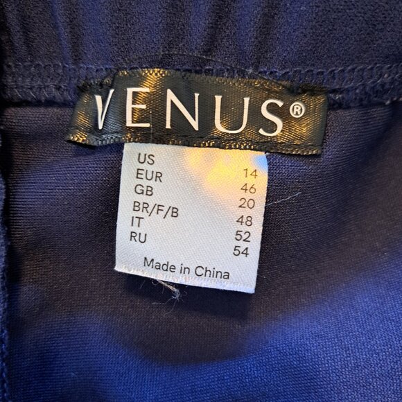 VENUS Blue Strapless Capri Jumpsuit Lace Embroidered Size 14 - Picture 7 of 7